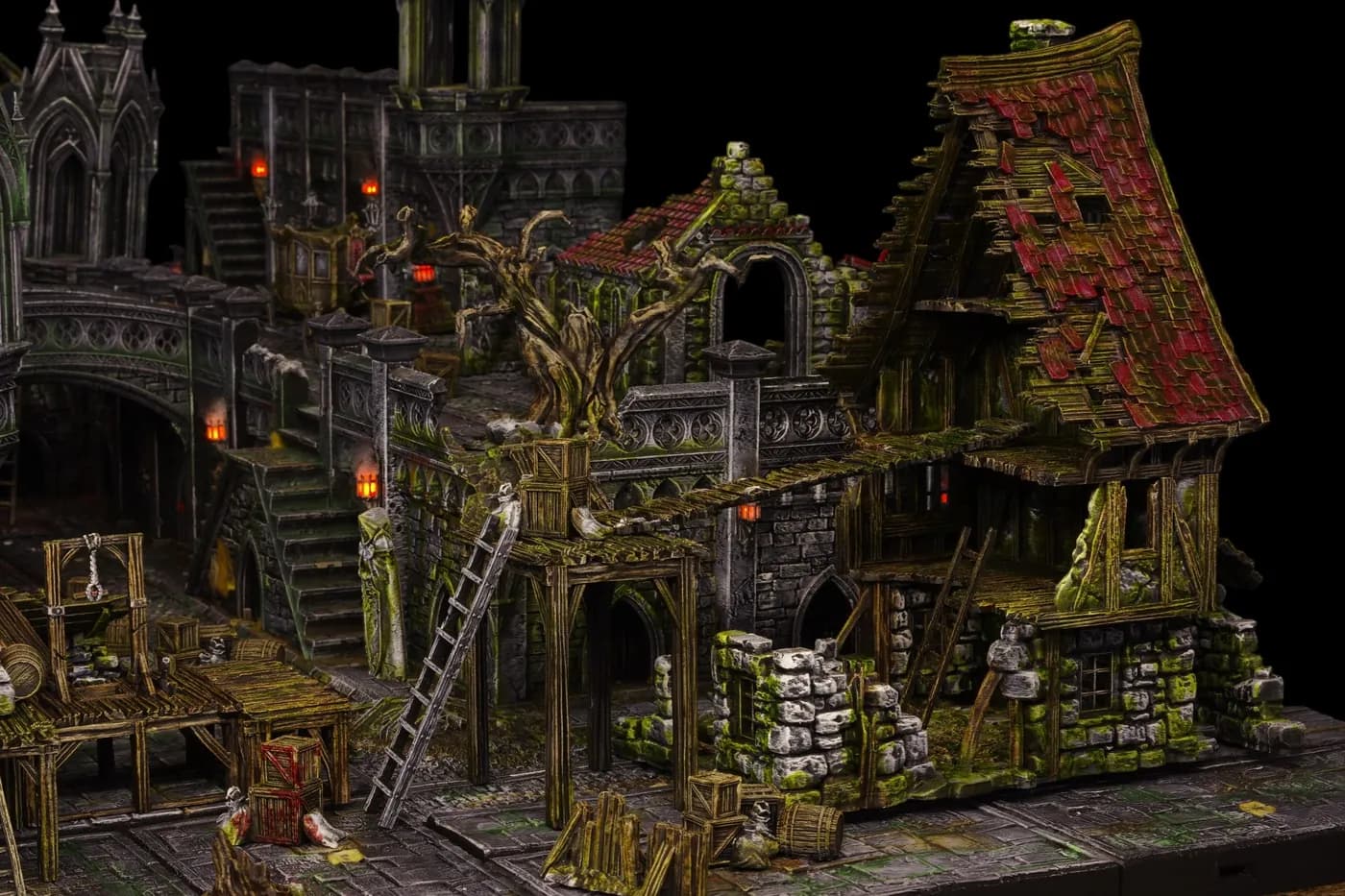 Bâtiment peint et vieilli sur une table de jeu, Poil de Grim